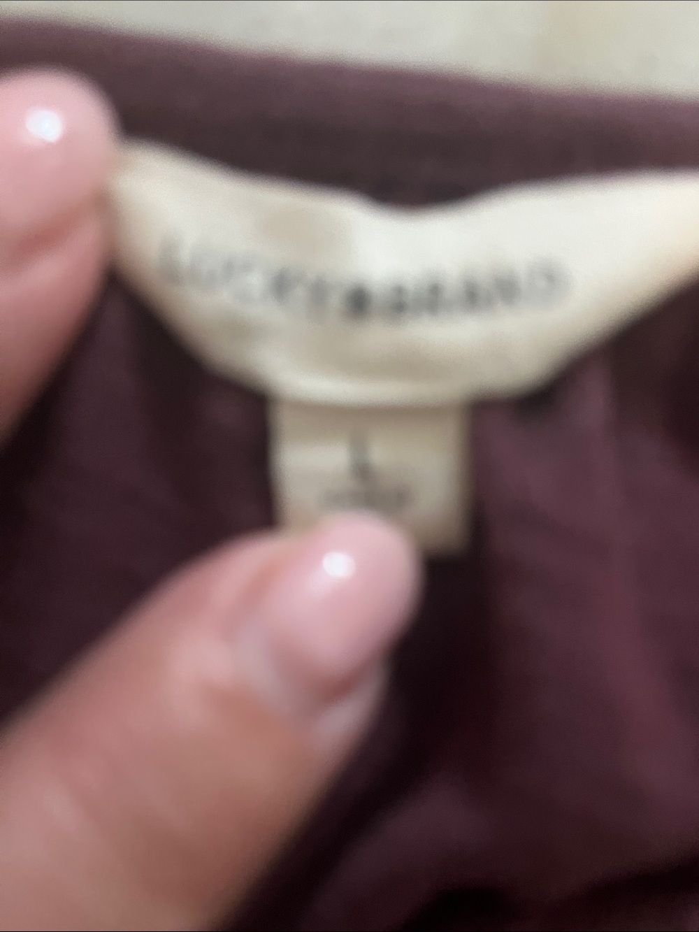 Lucky Brand Embroidered Long-Sleeve Top - Burgundy - Picture 3 of 4